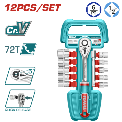 Imagen de Juego De 12 Piezas De Dados Encastre 1/2'' Total