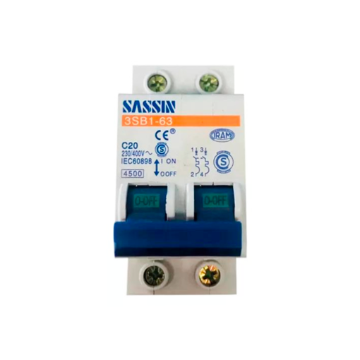 Imagen de Llave Termica Interruptor Bipolar 20A Sassin
