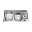 Imagen de Pileta Doble Cocina Acero Inoxidable C/Escurridor y Sifón 91x43 cm