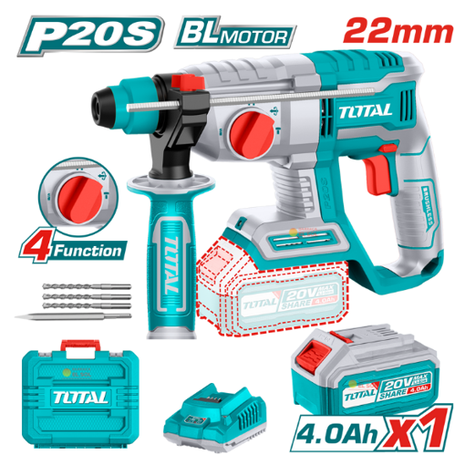Imagen de Rotomartillo SDS Plus Inalámbrico 20v Batería 4.0Ah - Sin Carbones Total