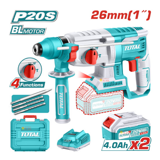 Imagen de Rotomartillo SDS Plus Inalámbrico 20v Doble Batería - Sin Carbones